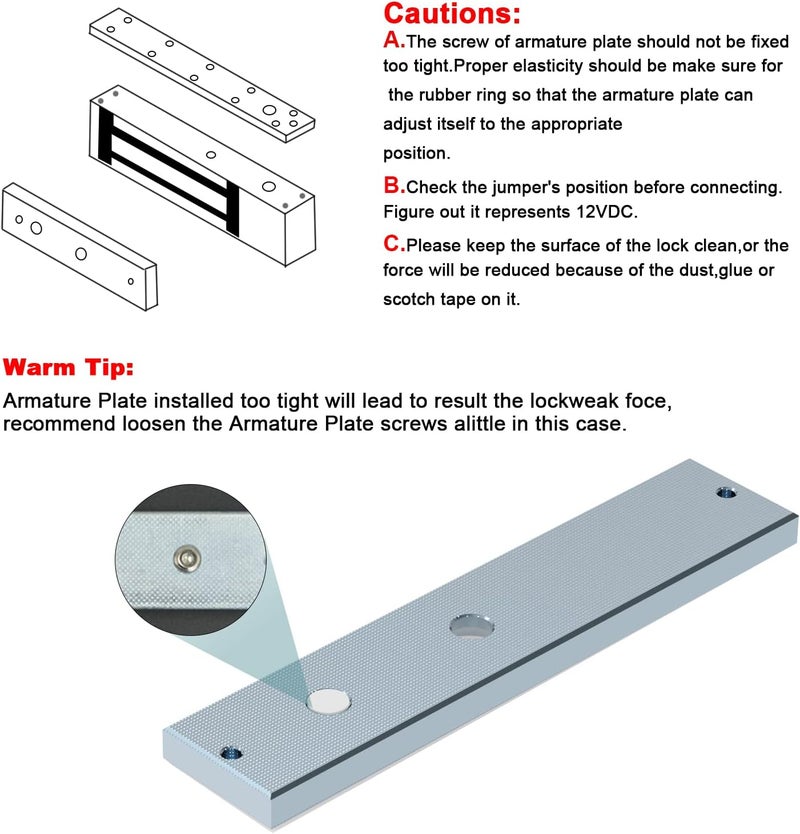 GERSIK Magnetic Door Lock, 1200LBS 500kg Holding Force Electromagnetic Lock, DC 12V Fail-Safe Mode Door Access Control System, Outswing Door Security - Image 2